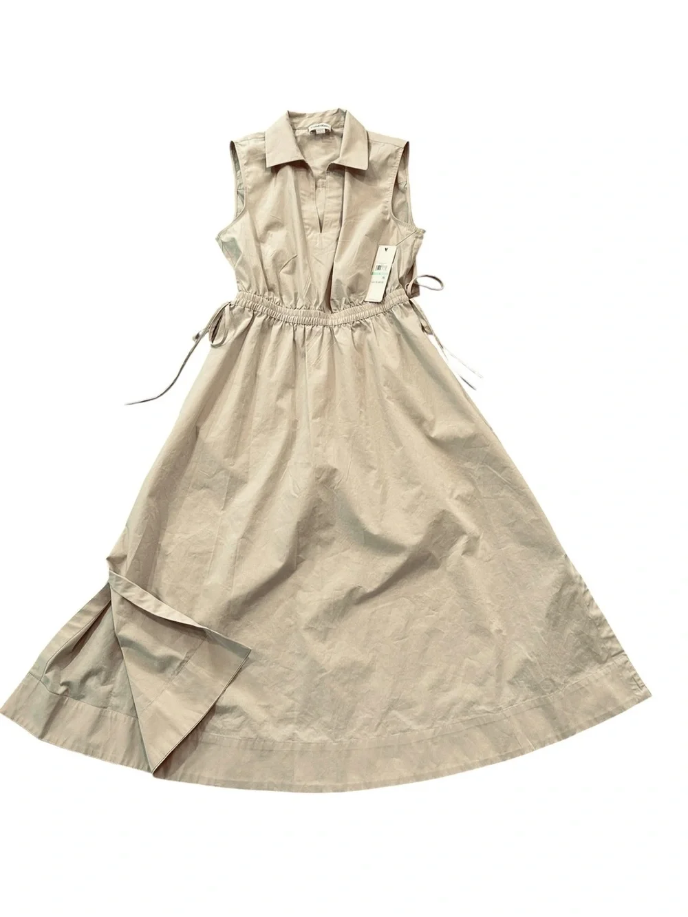 CALVIN KLEIN 100% cotton tan open back sleeveless midi dress size 10 - NWT!